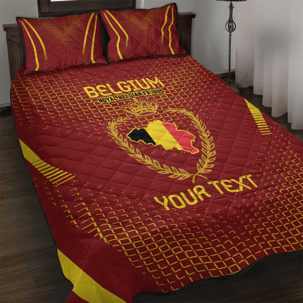 Custom Belgium Football Quilt Bed Set Royal Belgian 1895 with Map Style - Wonder Print Shop