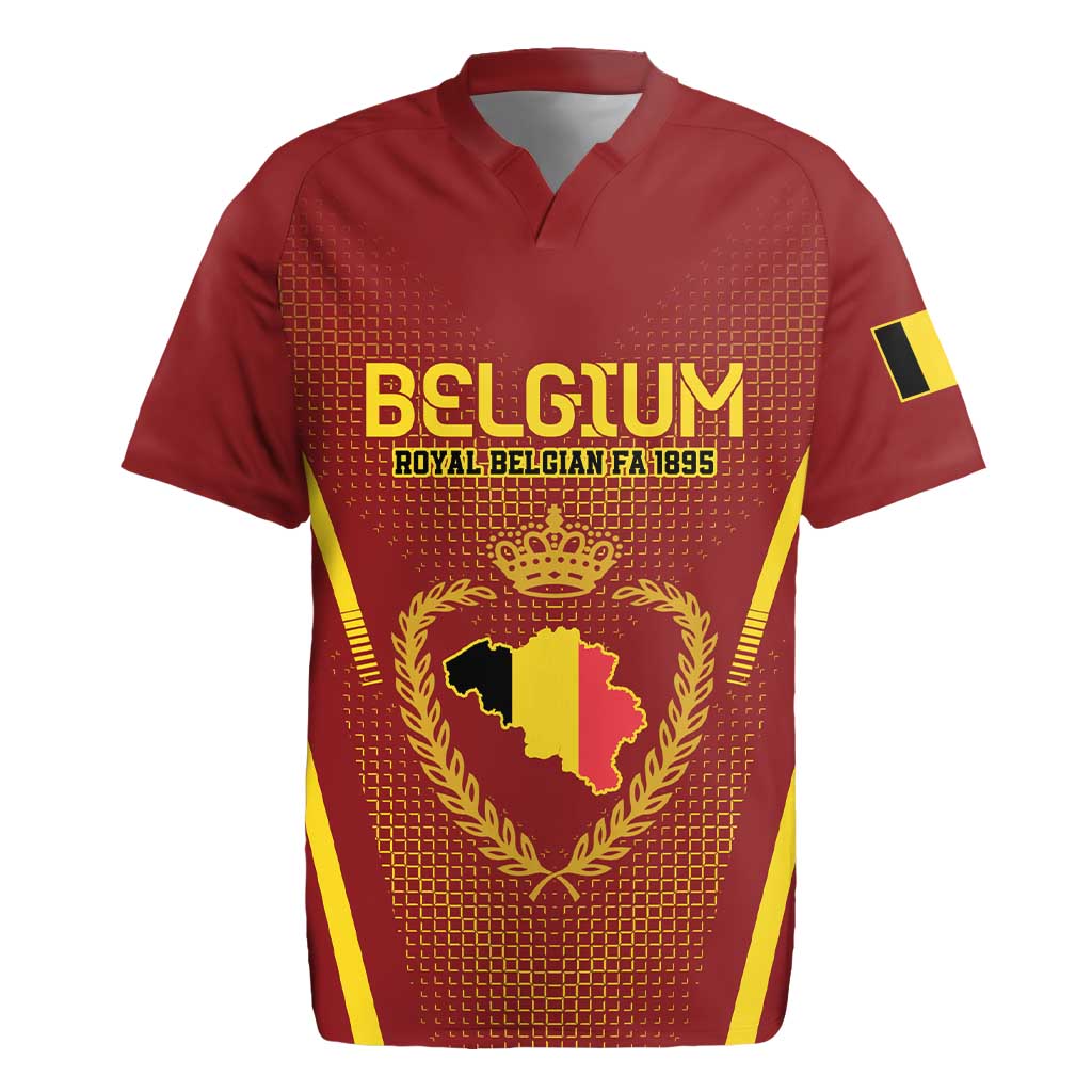 Custom Belgium Football Rugby Jersey Royal Belgian 1895 with Map Style - Wonder Print Shop