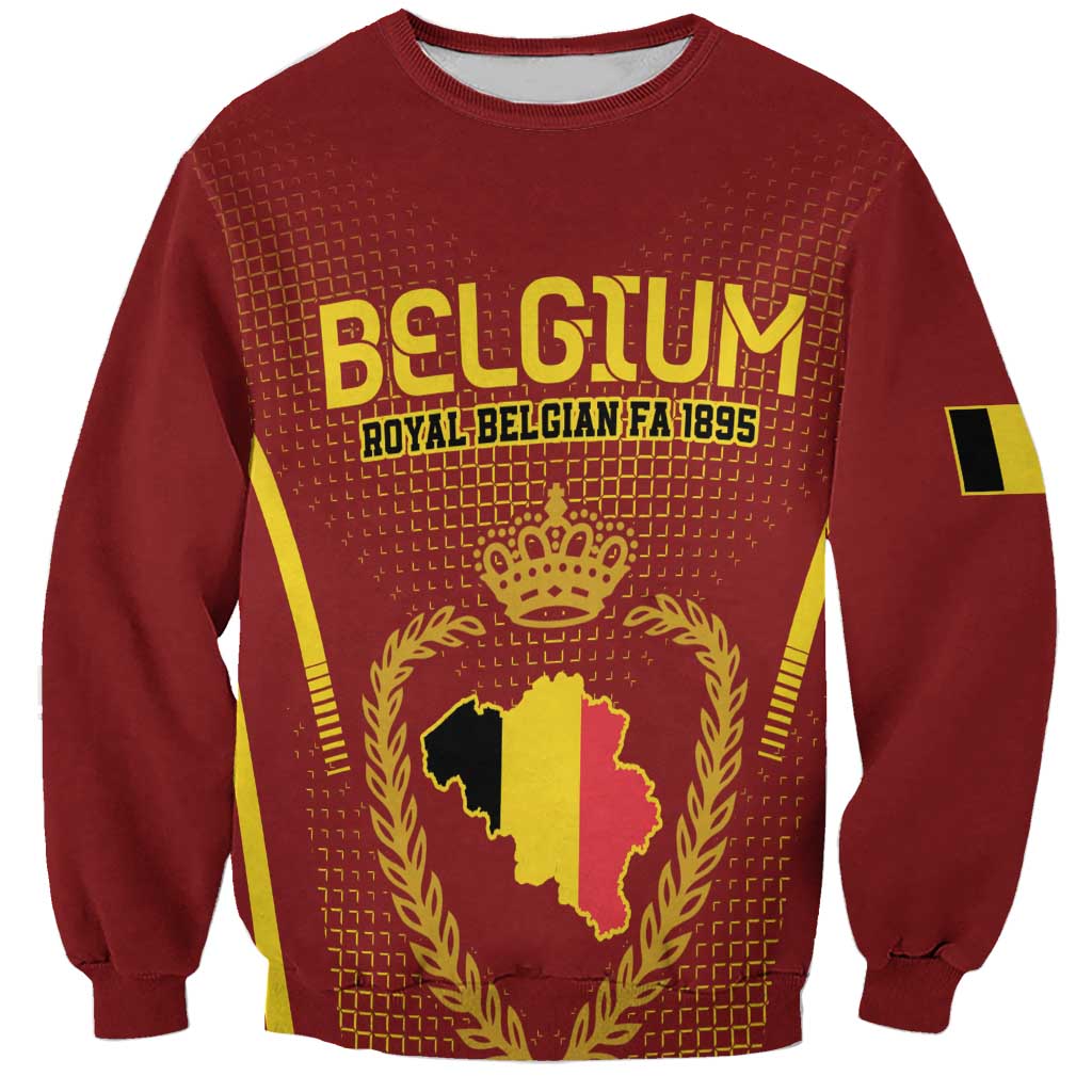 Custom Belgium Football Sweatshirt Royal Belgian 1895 with Map Style - Wonder Print Shop