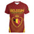 Custom Belgium Football Women V-Neck T-Shirt Royal Belgian 1895 with Map Style - Wonder Print Shop