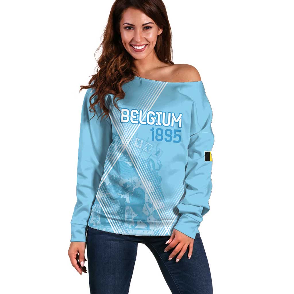 Custom Belgium 1895 Football Off Shoulder Sweater De Rode Duivels Come Together - Wonder Print Shop