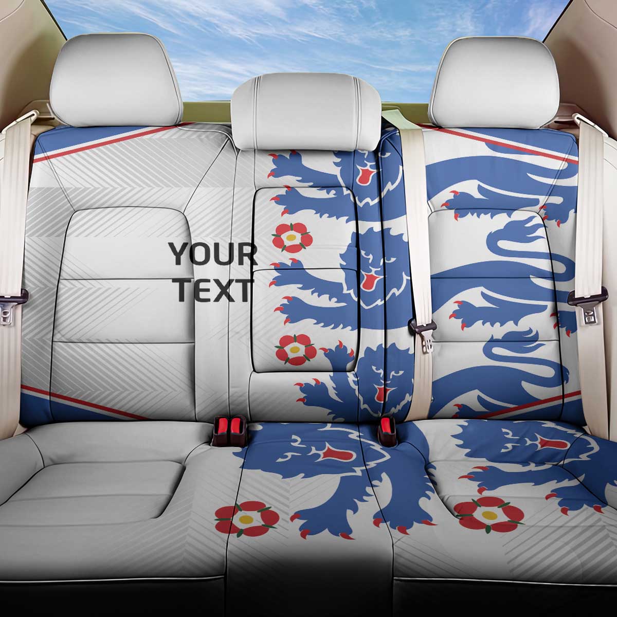 Custom England Football Back Car Seat Cover Simple Triple Lions LT9 - Wonder Print Shop