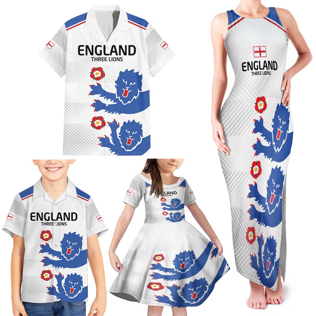 Custom England Football Family Matching Tank Maxi Dress and Hawaiian Shirt Simple Triple Lions - Wonder Print Shop