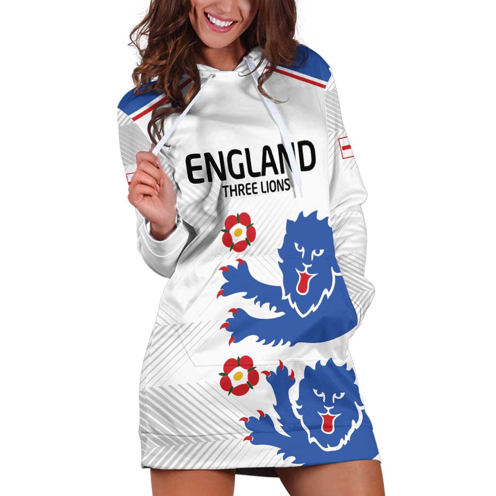 Custom England Football Hoodie Dress Simple Triple Lions - Wonder Print Shop