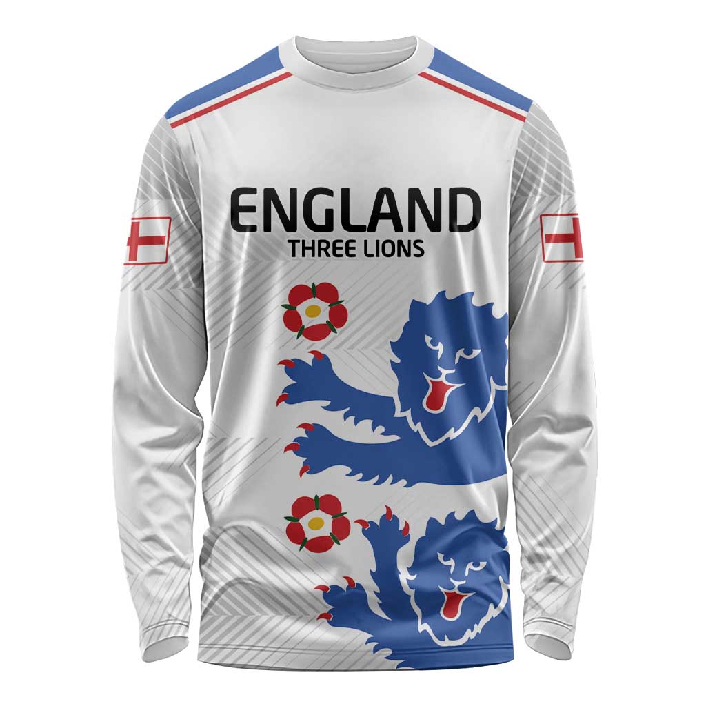 Custom England Football Long Sleeve Shirt Simple Triple Lions - Wonder Print Shop