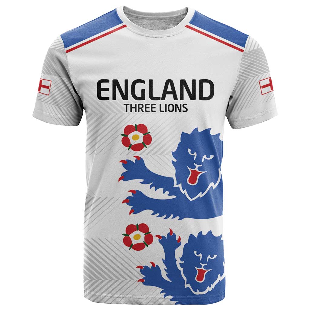 Custom England Football T Shirt Simple Triple Lions