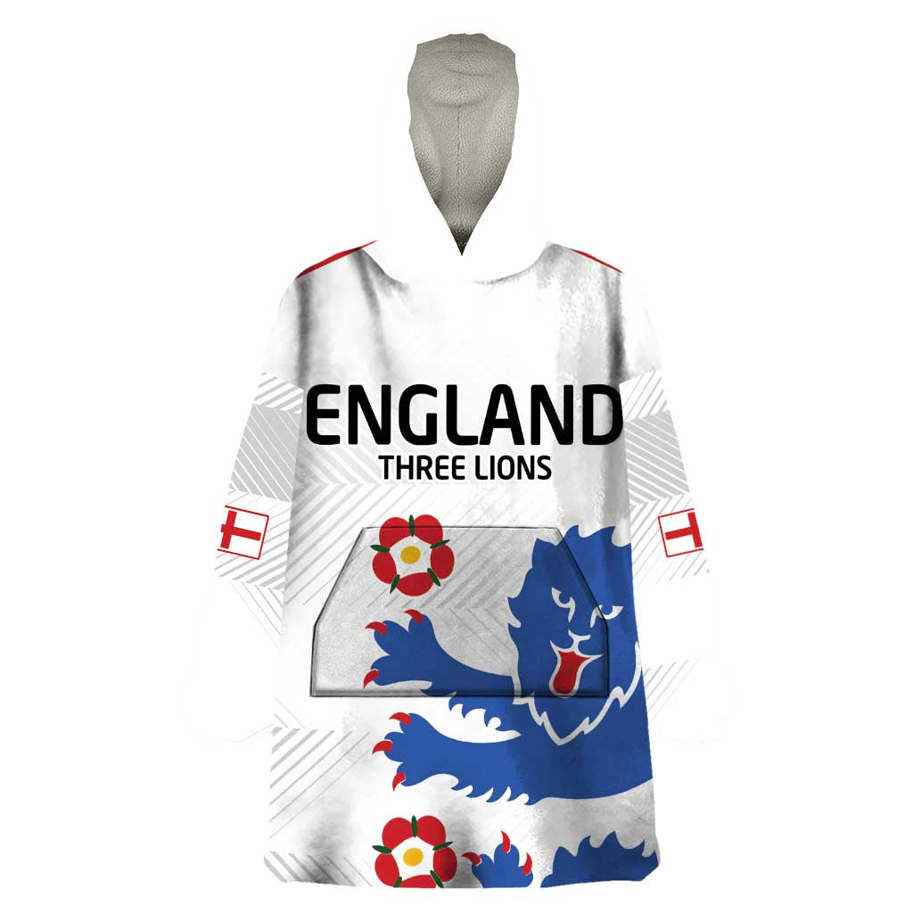 Custom England Football Wearable Blanket Hoodie Simple Triple Lions