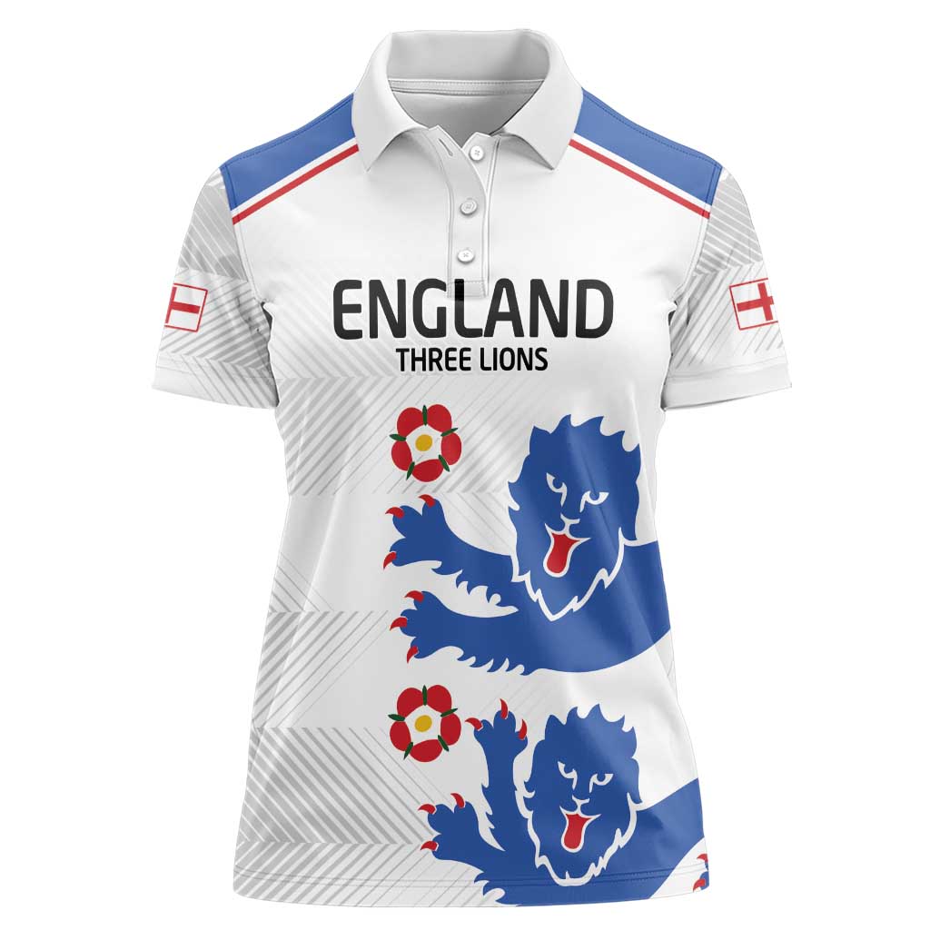 Custom England Football Women Polo Shirt Simple Triple Lions