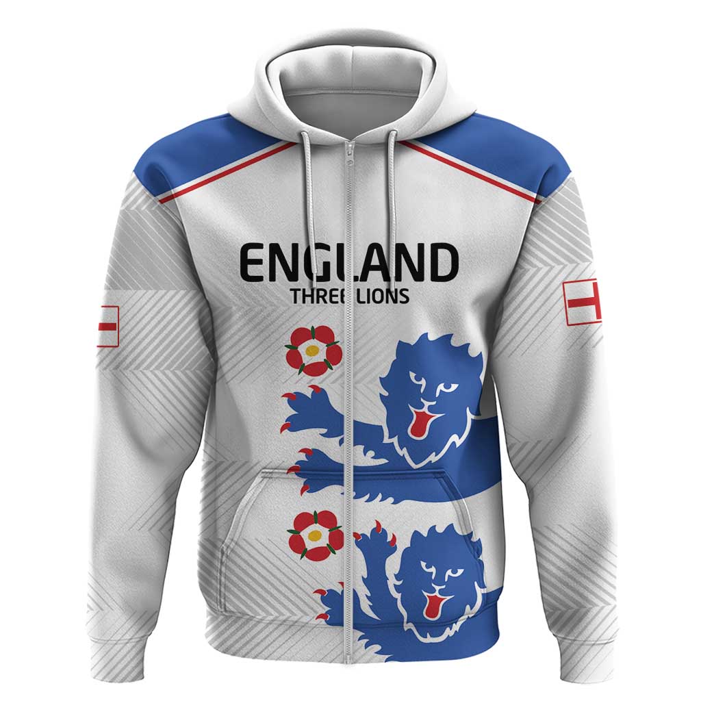 Custom England Football Zip Hoodie Simple Triple Lions - Wonder Print Shop