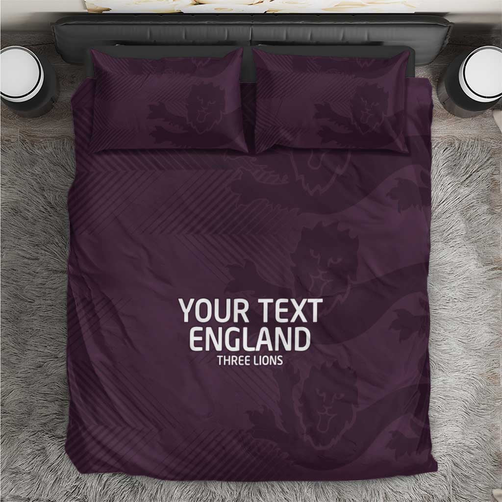 Purple personalized England bedding set with duvet and two matching pillowcases