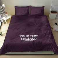 Purple England duvet and two pillowcases with “YOUR TEXT ENGLAND” and Three Lions