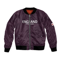 Purple unisex bomber jacket, zip front; England crest and ribbed cuffs