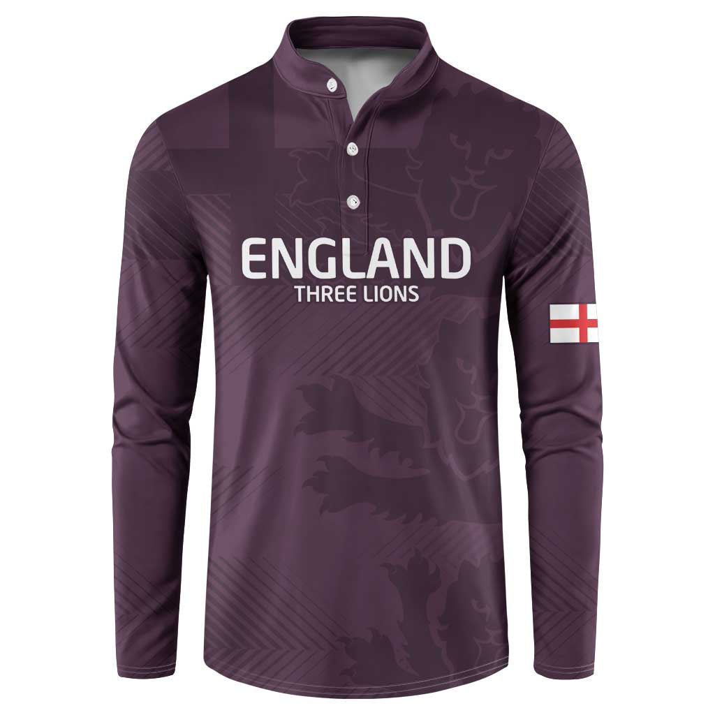 Purple England Three Lions button long-sleeve sweatshirt, front logo
