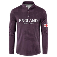 Purple England Three Lions button long-sleeve sweatshirt, front logo