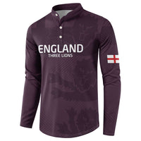 Purple England Three Lions button long-sleeve sweatshirt, flag patch on right sleeve