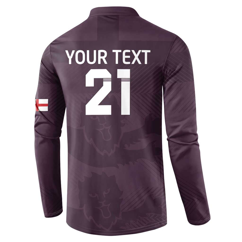 Purple long-sleeve back graphic '21' with button placket and flag sleeve