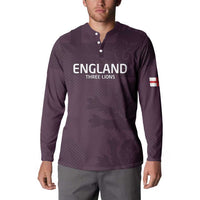 Purple England Three Lions button long-sleeve sweatshirt with chest logo and flag sleeve