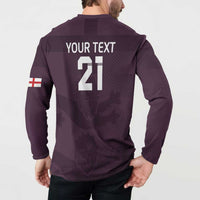 Purple long-sleeve sweatshirt back 'YOUR TEXT 21' with flag sleeve