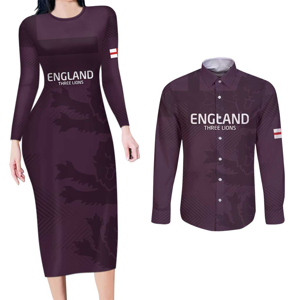 Custom England Football Couples Matching Long Sleeve Bodycon Dress and Long Sleeve Button Shirt Come On Champions LT9 - Wonder Print Shop