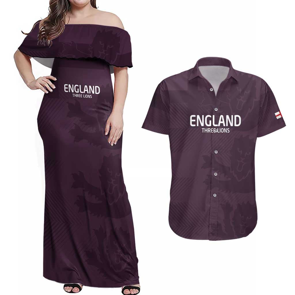 Custom England Football Couples Matching Off Shoulder Maxi Dress and Hawaiian Shirt Come On Champions LT9 - Wonder Print Shop