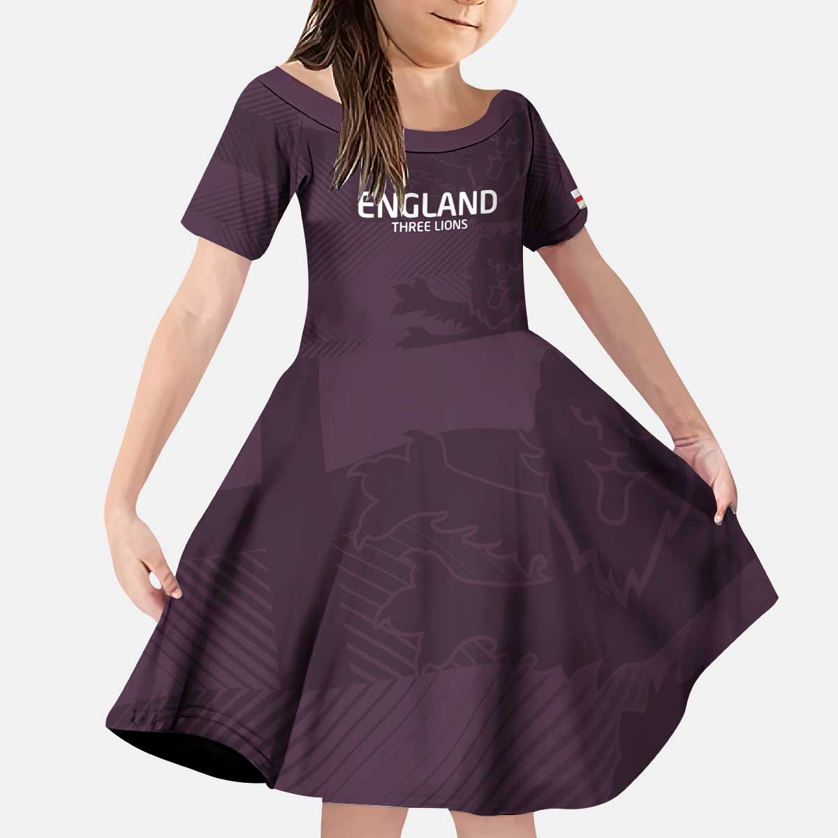 Custom England Football Kid Short Sleeve Dress Come On Champions - Wonder Print Shop