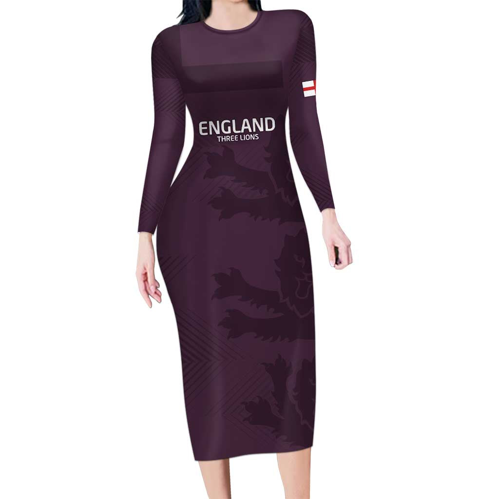 Custom England Football Long Sleeve Bodycon Dress Come On Champions - Wonder Print Shop