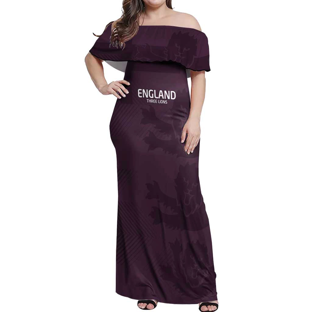 Custom England Football Off Shoulder Maxi Dress Come On Champions - Wonder Print Shop