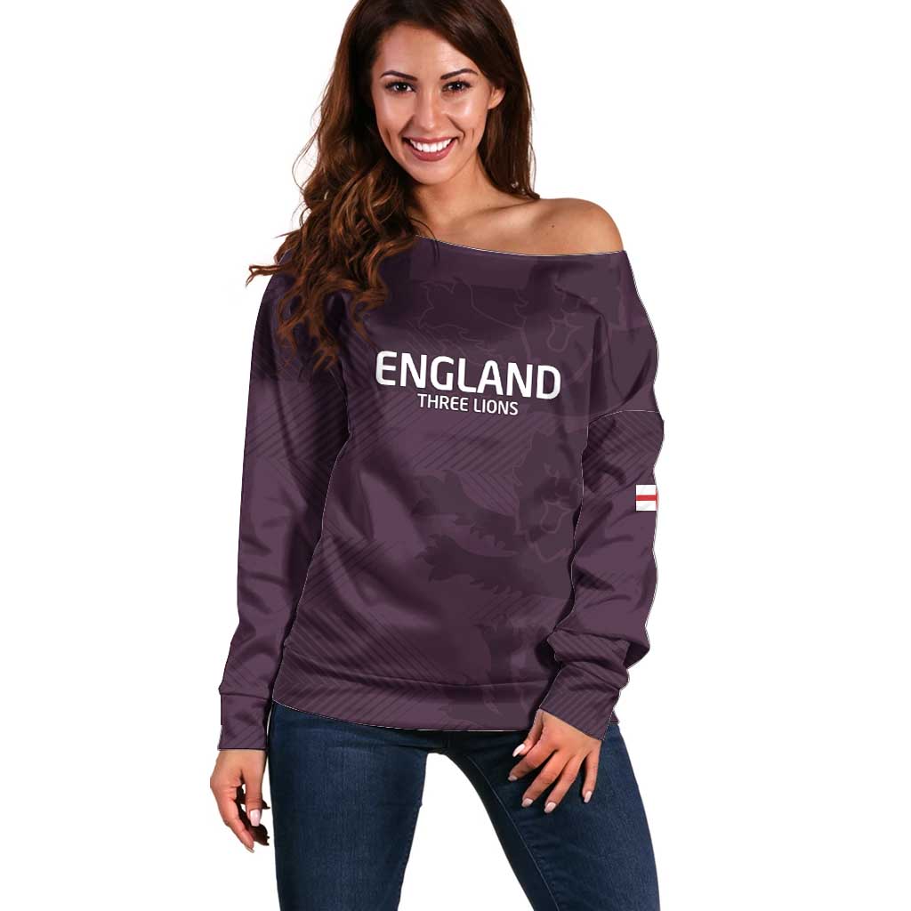 Custom England Football Off Shoulder Sweater Come On Champions - Wonder Print Shop