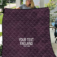 Large purple quilt with diamond quilting and 'YOUR TEXT ENGLAND' centered print