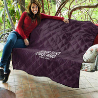Purple quilt blanket with diamond stitch, custom 'YOUR TEXT ENGLAND' across center