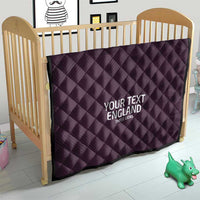 Purple quilt with diamond quilting for crib, 'YOUR TEXT ENGLAND' centered print
