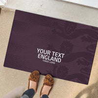 Purple rubber doormat with 'YOUR TEXT ENGLAND' logo, with shoes visible