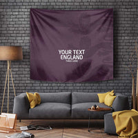 Purple wall tapestry with custom England text and three lions graphic, centered