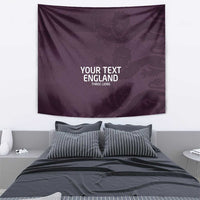 Purple square wall-hanging tapestry with custom England text and three lions