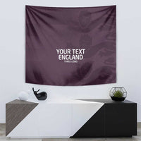 Purple wall-hanging tapestry featuring custom England text and three lions