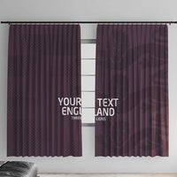 Purple curtain set with centered 'Your England Three Lions' text on two panels.