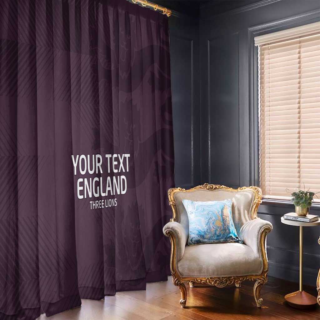 Purple England football curtain with 'Your England Three Lions' printed on panel.