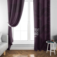Purple curtain panel for window, printed 'Your England' and 'Three Lions'.