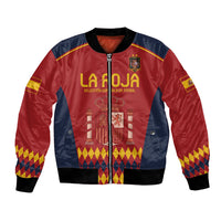 Red and navy bomber jacket with front zipper, Spain crest and 'LA ROJA' graphic