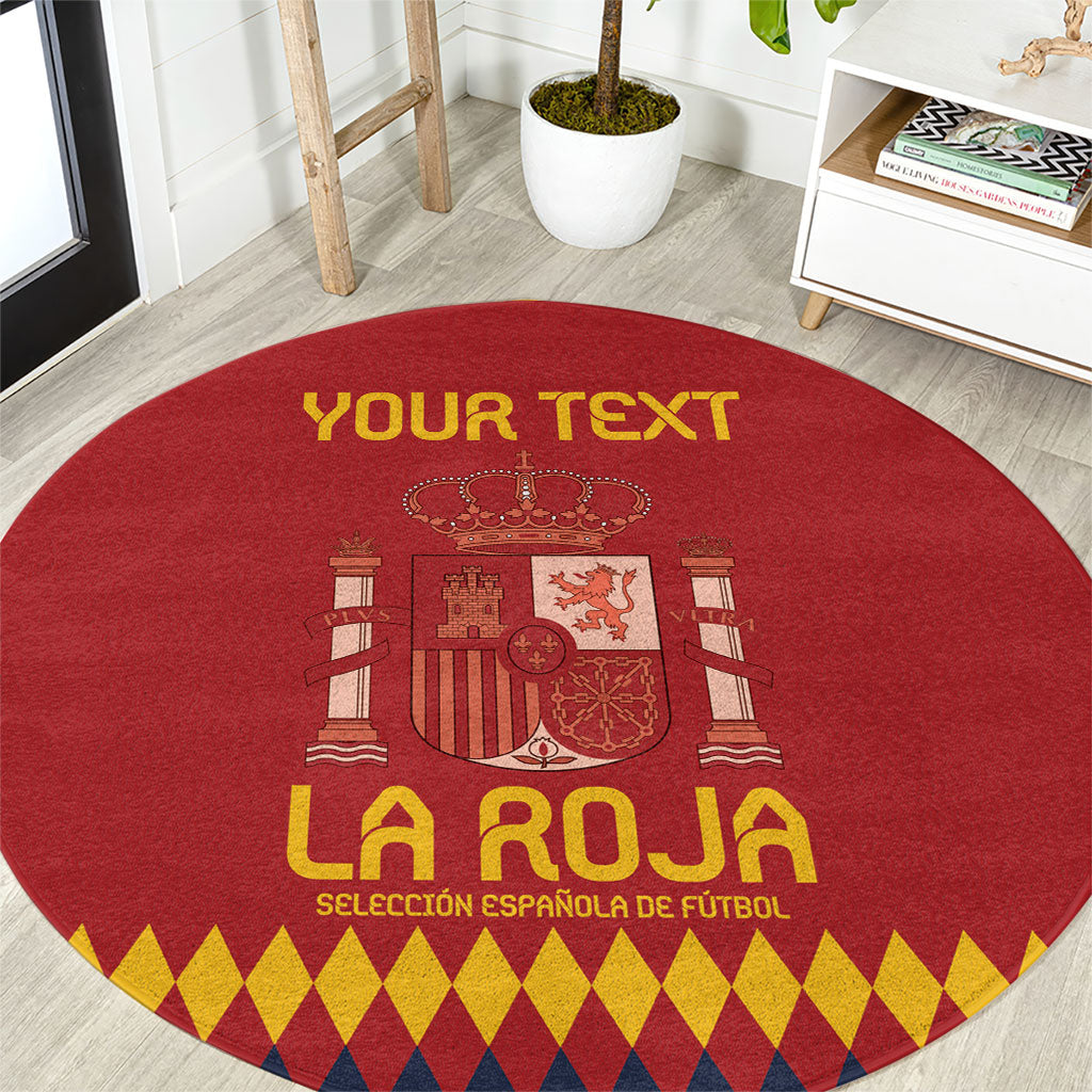 Round red football rug with crest design and “LA ROJA” text