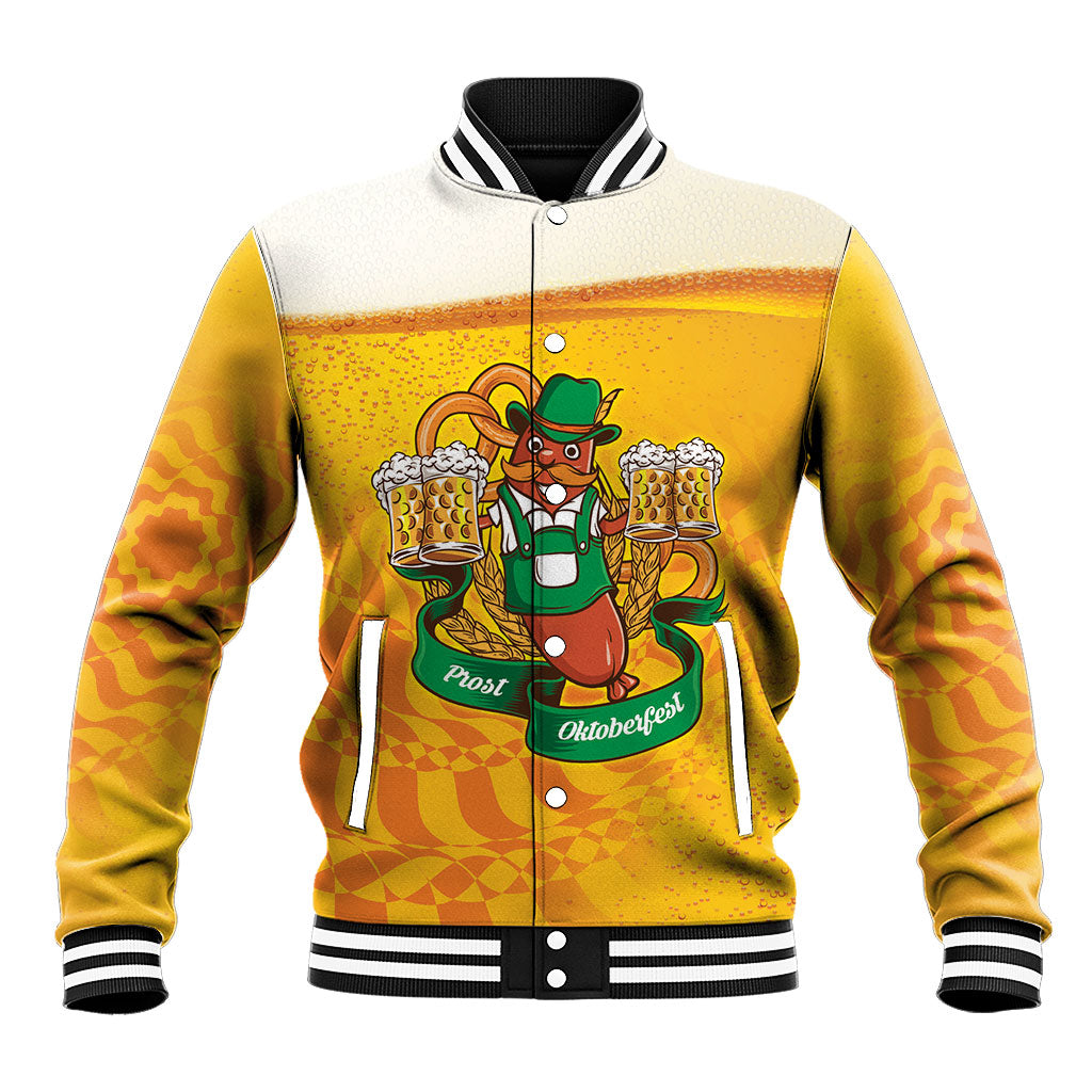 Oktoberfest Bratwurst Hotdog Personalized Baseball Jacket Bavarian Pattern Foam Beer Style