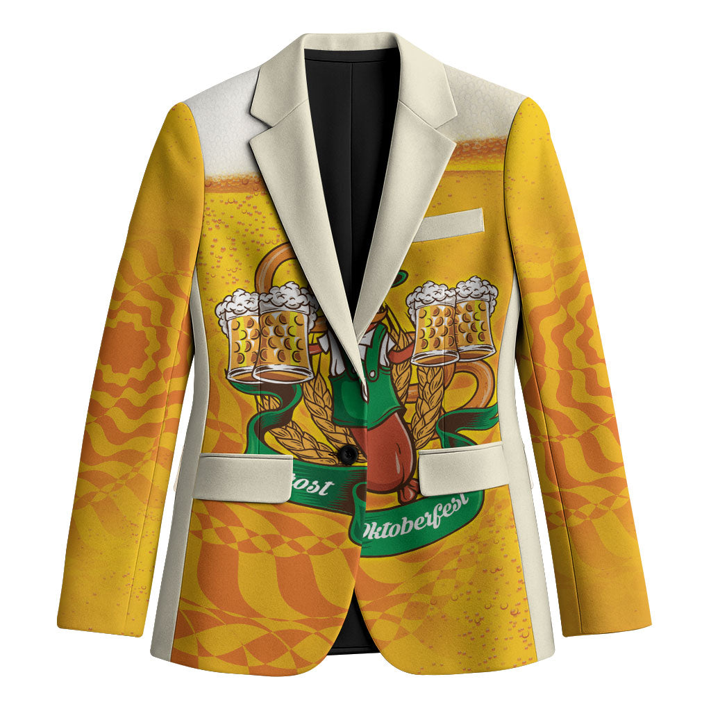 Oktoberfest Bratwurst Hotdog Personalized Blazer Bavarian Pattern Foam Beer Style