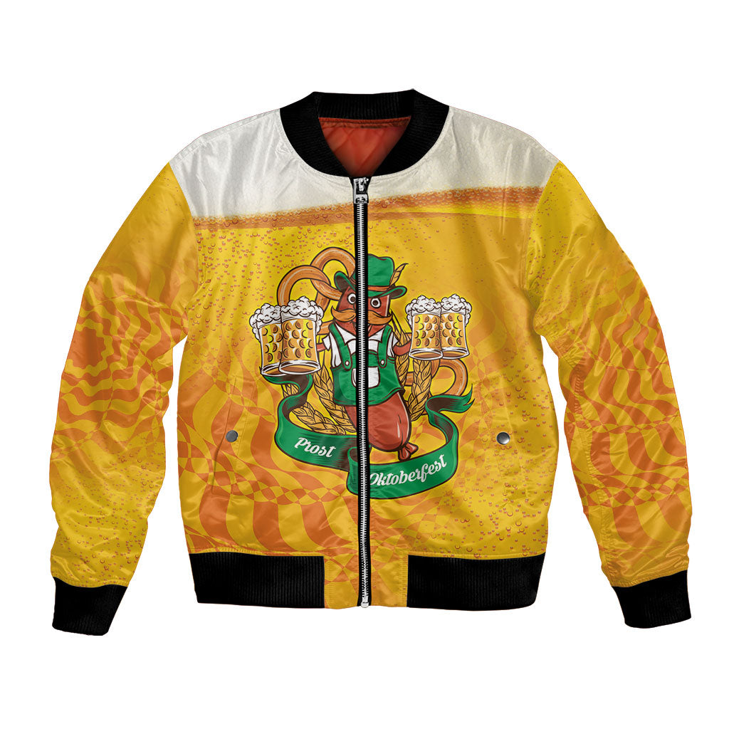 Oktoberfest Bratwurst Hotdog Personalized Bomber Jacket Bavarian Pattern Foam Beer Style
