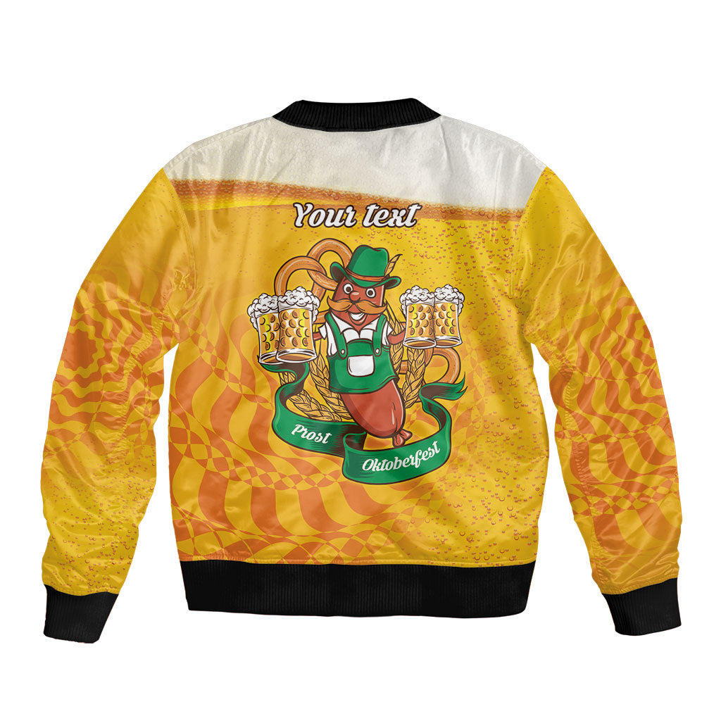 Oktoberfest Bratwurst Hotdog Personalized Bomber Jacket Bavarian Pattern Foam Beer Style