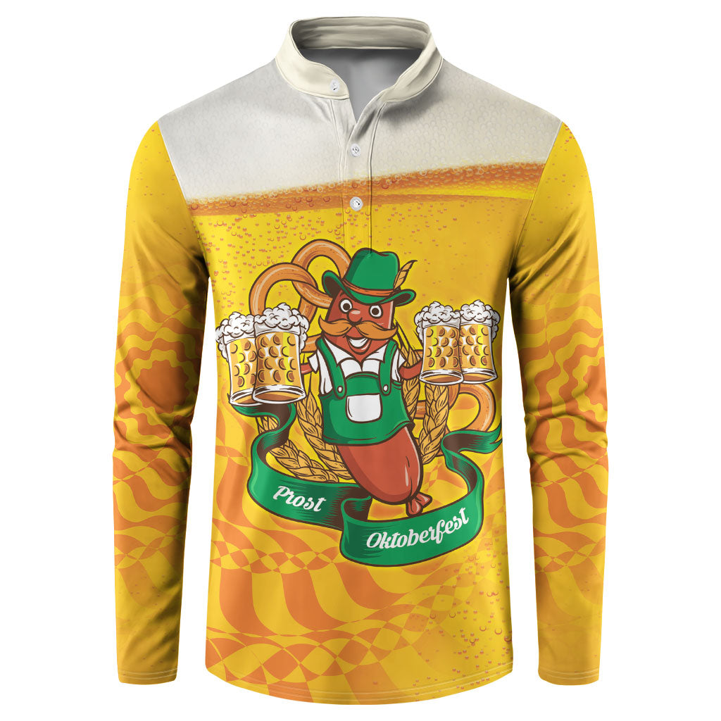 Oktoberfest Bratwurst Hotdog Personalized Button Sweatshirt Bavarian Pattern Foam Beer Style