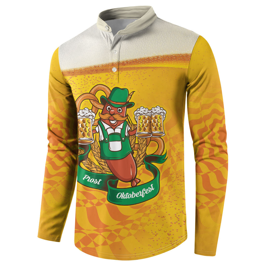 Oktoberfest Bratwurst Hotdog Personalized Button Sweatshirt Bavarian Pattern Foam Beer Style