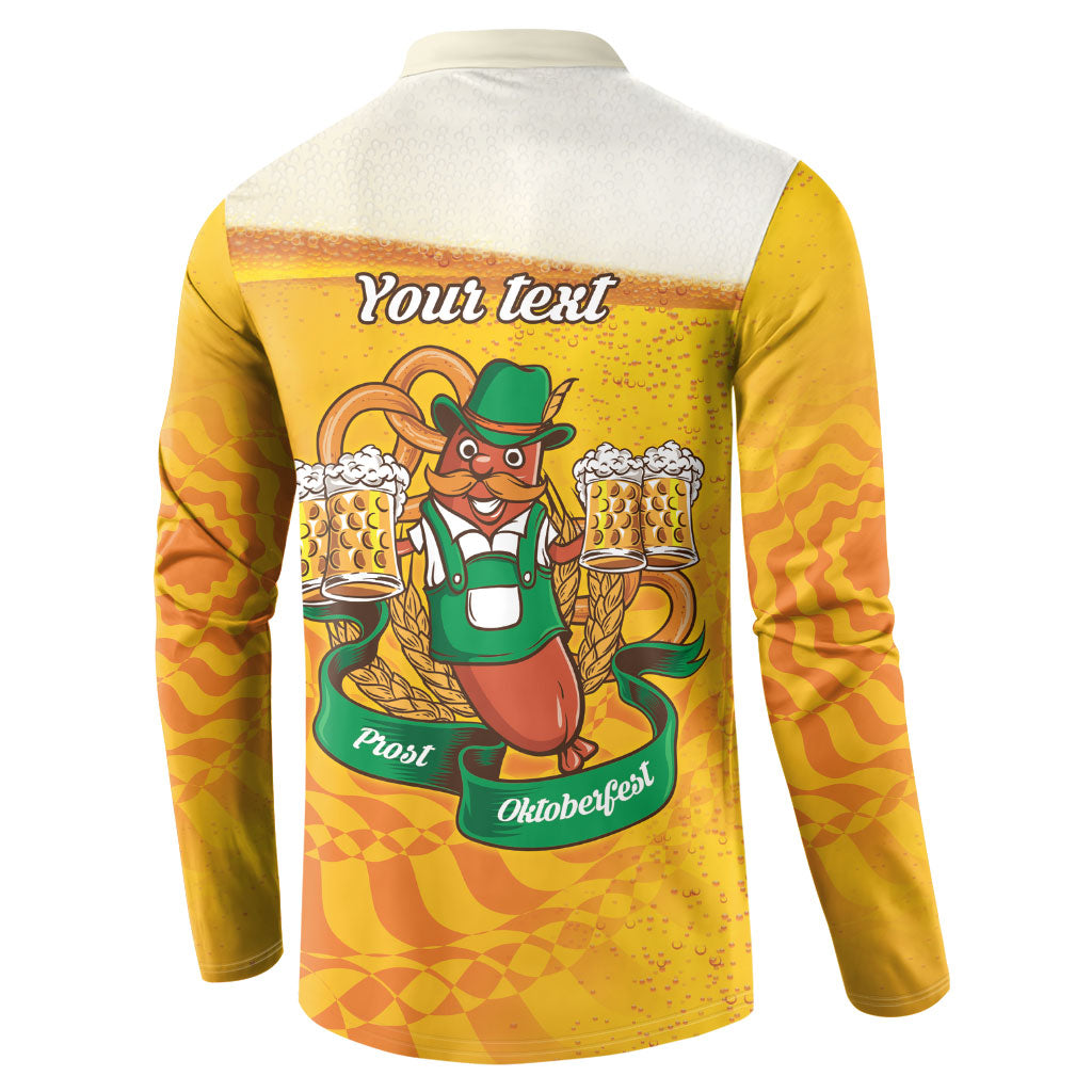 Oktoberfest Bratwurst Hotdog Personalized Button Sweatshirt Bavarian Pattern Foam Beer Style