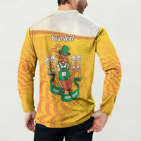 Oktoberfest Bratwurst Hotdog Personalized Button Sweatshirt Bavarian Pattern Foam Beer Style