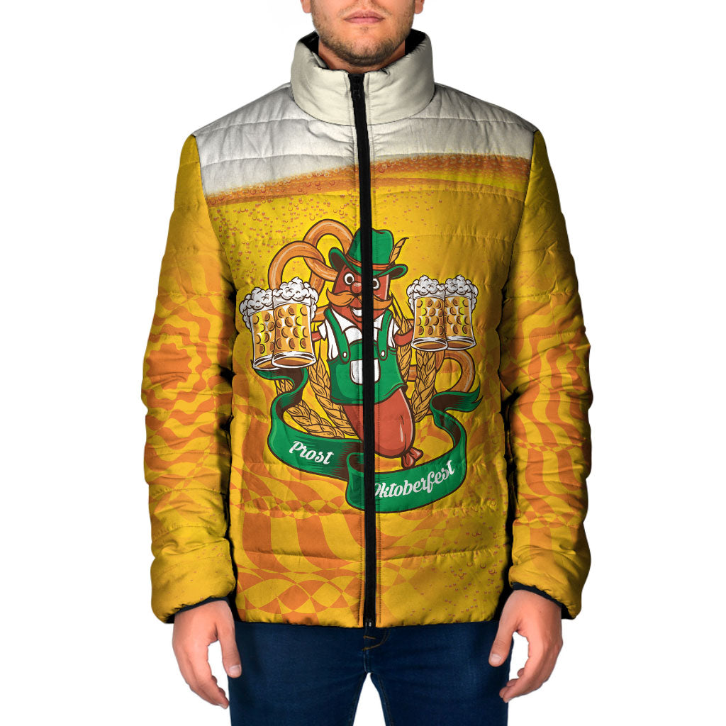 Oktoberfest Bratwurst Hotdog Personalized Padded Jacket Bavarian Pattern Foam Beer Style