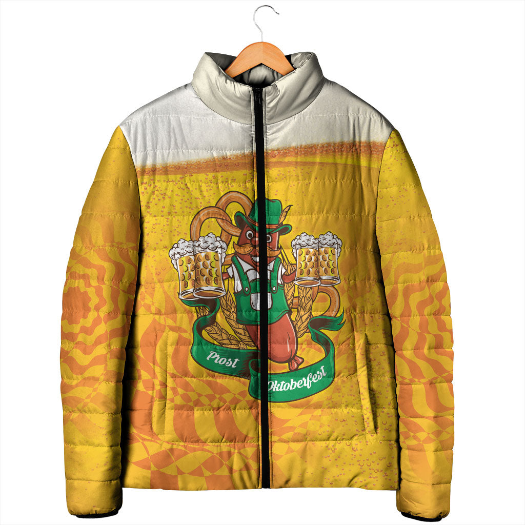 Oktoberfest Bratwurst Hotdog Personalized Padded Jacket Bavarian Pattern Foam Beer Style